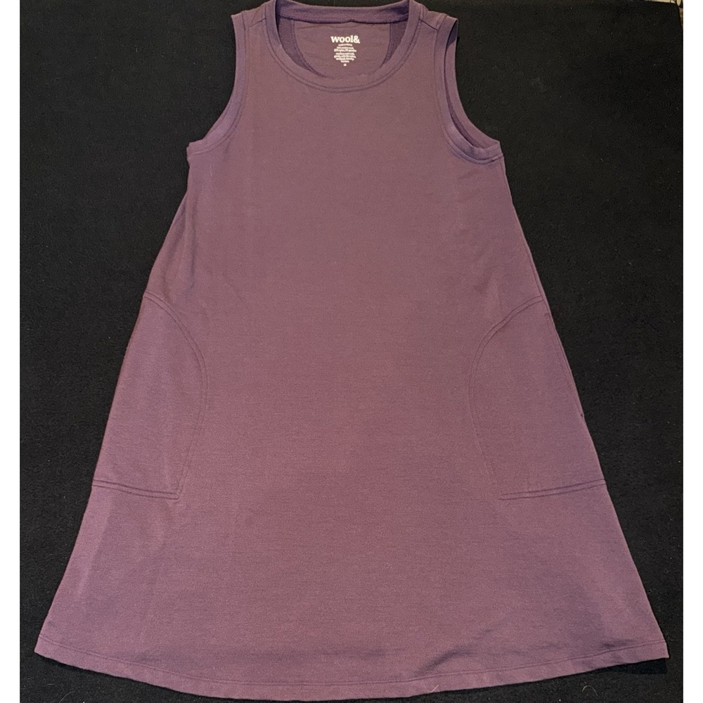 Wool& Sierra Tank Dress Marionberry Sleeveless Round Merino Blend Women's Medium